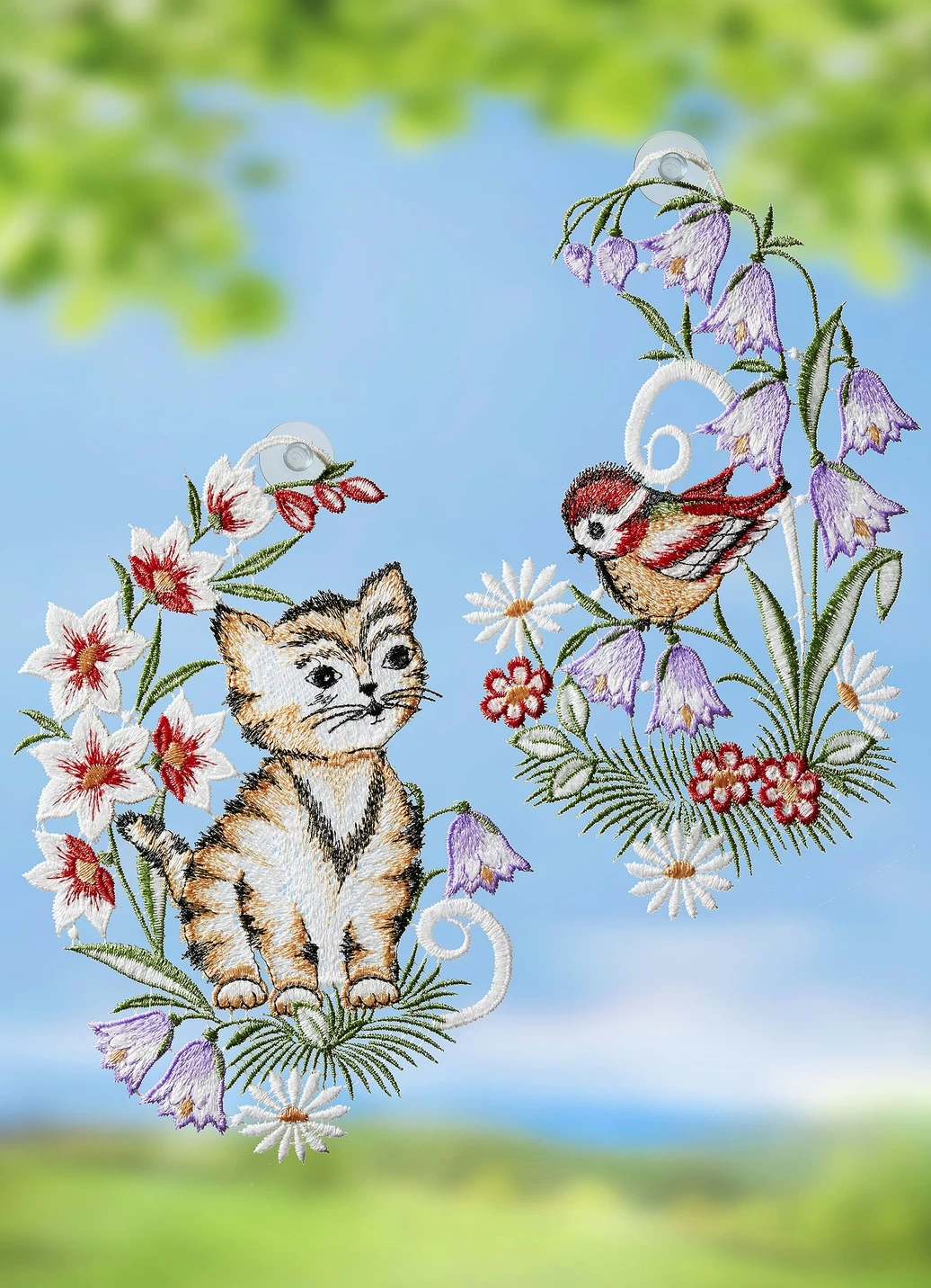 2er-Set Fensterbilder Aus Plauener Spitze 3 2er-Set Fensterbilder Aus Plauener Spitze