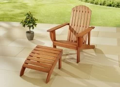 Adirondack-Chair Mit Wendeauflage Und Separatem Fußteil -Deko Garten Verkauf adirondack chair mit wendeauflage und separatem fussteil farbe braun 2