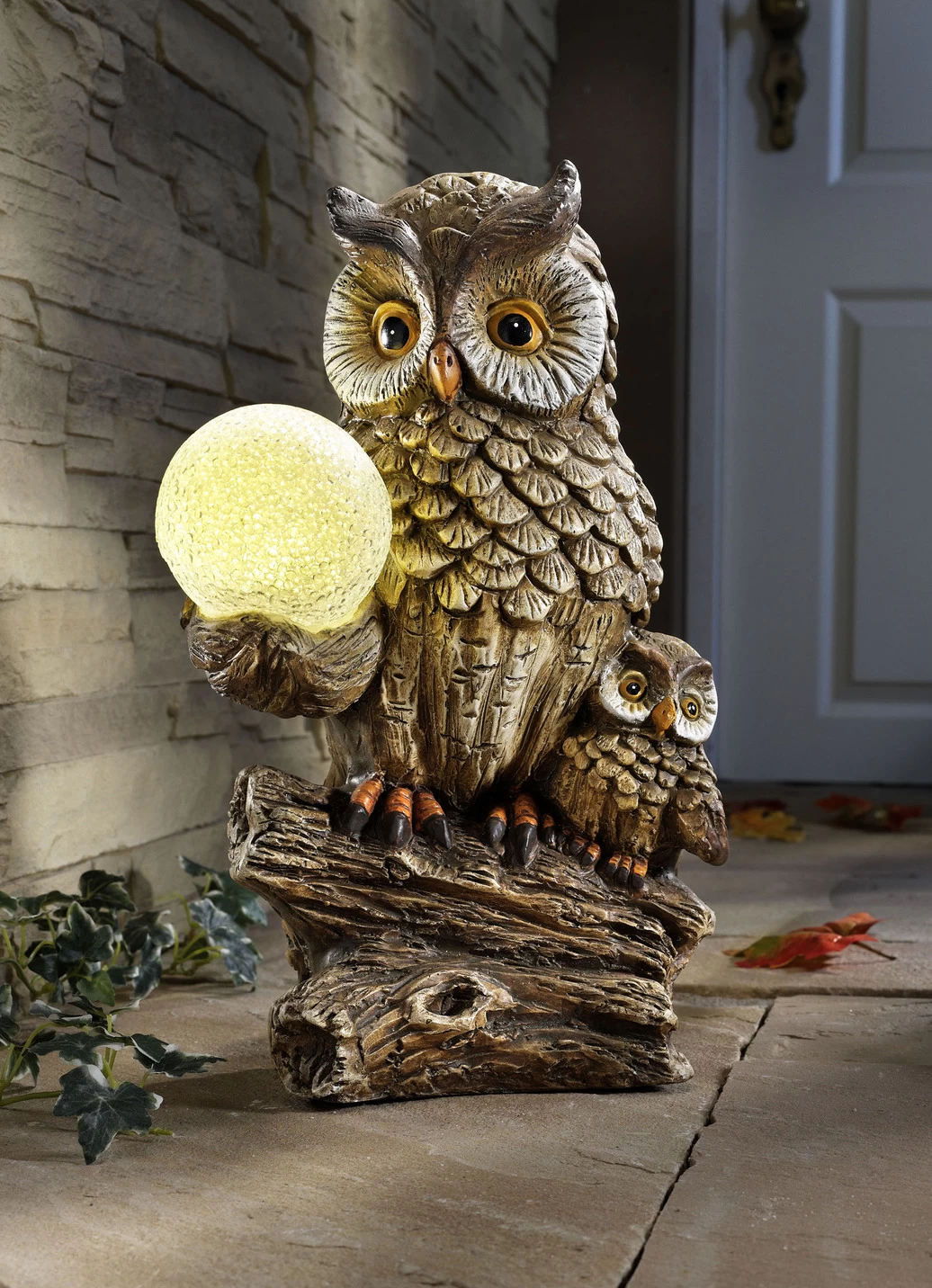 Deko Garten Verkauf -Deko Garten Verkauf batteriebetriebene eule mit led kugel farbe braun
