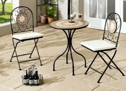 Bistro-Set Mosaik, 3-teilig, Inklusive Sitzkissen