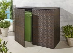 Doppel-Mülltonnenschrank Mit Witterungsbeständigem Kunststoffgeflecht