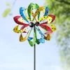 Doppel-Windrad Aus Metall Mit Erdspieß -Deko Garten Verkauf doppel windrad aus metall mit erdspiess farbe bunt