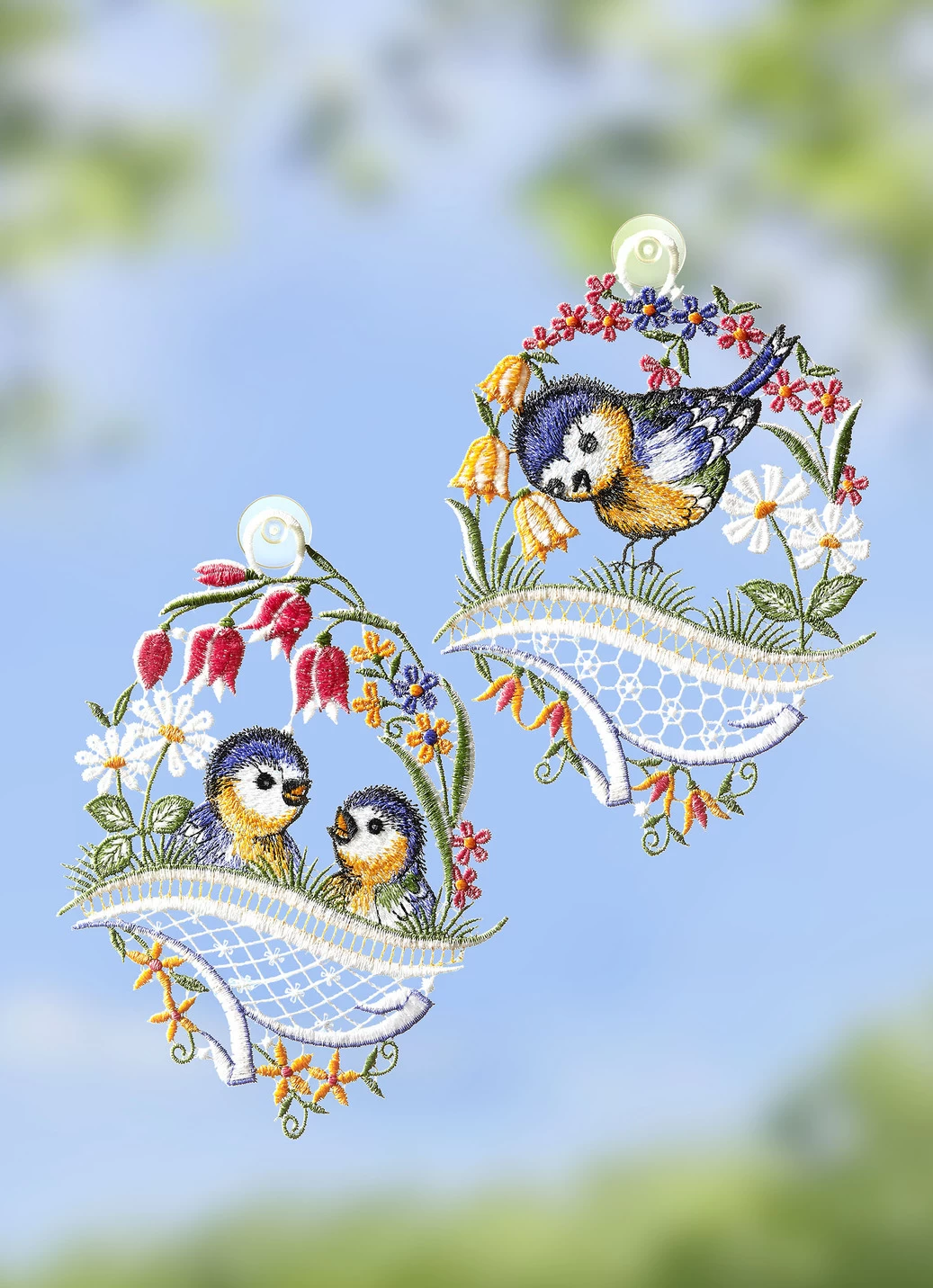 Fensterbild Aus Plauener Spitze , 2er-Set 3 Fensterbild Aus Plauener Spitze , 2er-Set