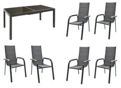 Gartenmöbel-Set Trivero, 7-teilig, Mit Stapelsesseln