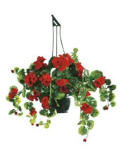 Geranien-Hängeampel Mit Täuschend Echt Wirkenden Geranien -Deko Garten Verkauf geranien haengeampel mit taeuschend echt wirkenden geranien farbe rot 1