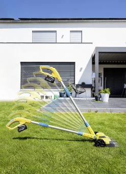 Gloria FineCut Akku-Einhandmäher -Deko Garten Verkauf gloria finecut akku einhandmaeher farbe gelb blau 5