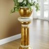 Handbemalte Säule Mit Übertopf Mit Echter Blattgold-Auflage