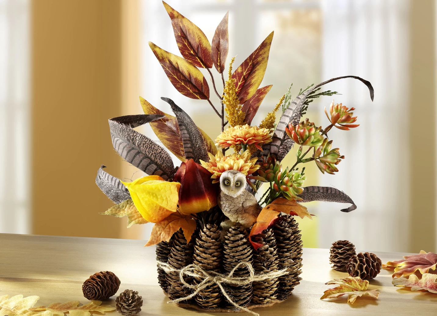 Herbst-Gesteck Mit Eule 3 Herbst-Gesteck Mit Eule
