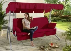 Hollywood-Schaukel Mit Gestell Aus Verzinktem Stahlrohr -Deko Garten Verkauf hollywood schaukel mit gestell aus verzinktem stahlrohr farbe bordeaux 1