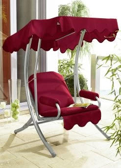 Hollywood-Schaukel Mit Gestell Aus Verzinktem Stahlrohr -Deko Garten Verkauf hollywood schaukel mit gestell aus verzinktem stahlrohr farbe bordeaux 2