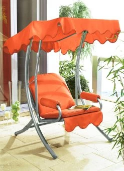 Hollywood-Schaukel Mit Gestell Aus Verzinktem Stahlrohr -Deko Garten Verkauf hollywood schaukel mit gestell aus verzinktem stahlrohr farbe orange 1