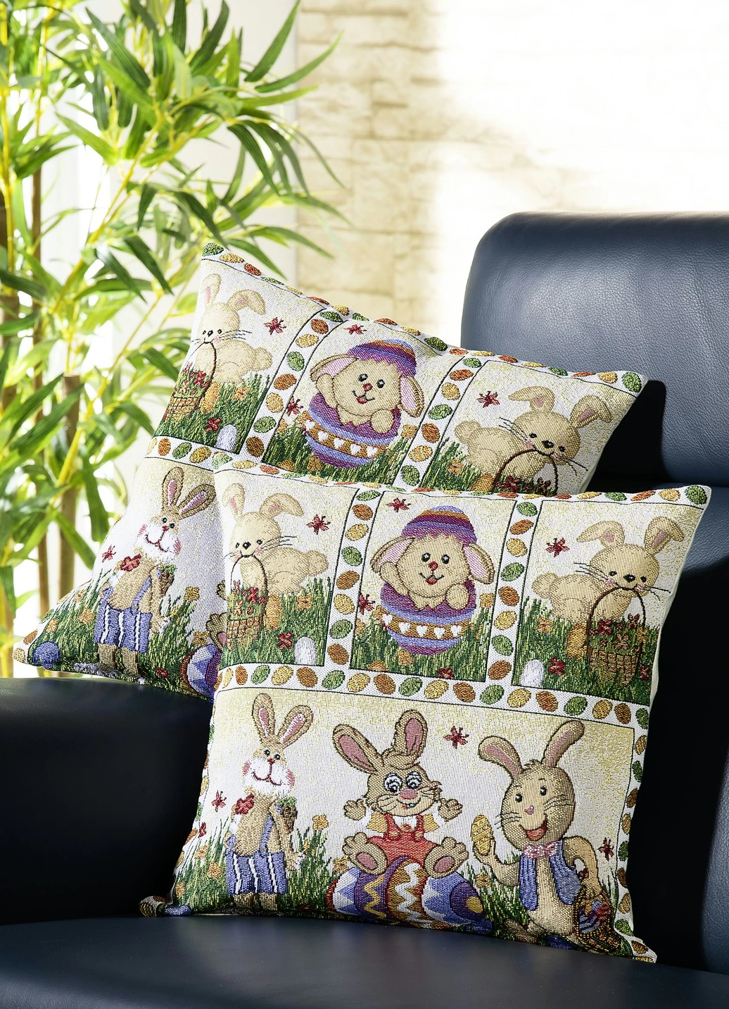 Kissenbezüge Hasen-Patchwork, 2er-Set 3 Kissenbezüge Hasen-Patchwork, 2er-Set