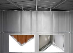 Metallgerätehaus In Holzoptik -Deko Garten Verkauf metallgeraetehaus in holzoptik farbe braun 1