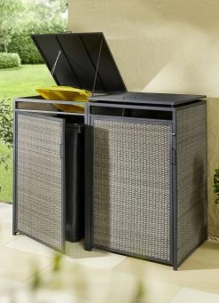 Mülltonnenbox Mit Kunststoffgeflecht Auf Aluminiumgestell