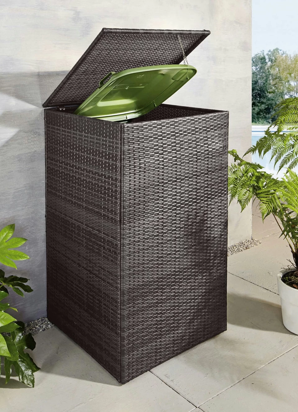 Mülltonnenschrank Aus Witterungsbeständigem Kunststoffgeflecht 5 Mülltonnenschrank Aus Witterungsbeständigem Kunststoffgeflecht – Bild 3