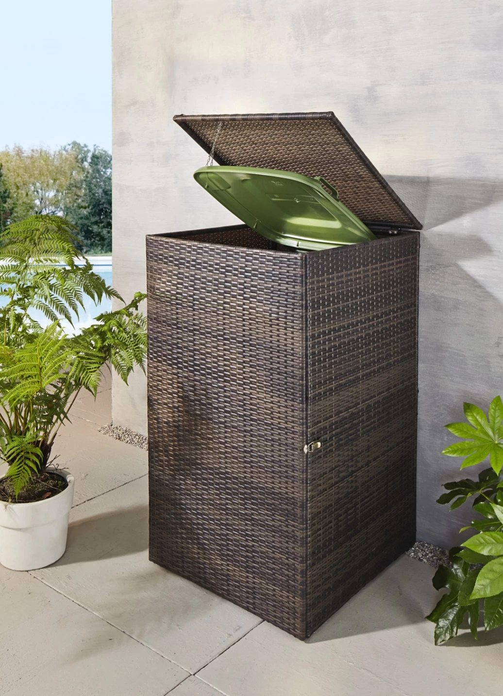 Mülltonnenschrank Aus Witterungsbeständigem Kunststoffgeflecht 4 Mülltonnenschrank Aus Witterungsbeständigem Kunststoffgeflecht – Bild 2