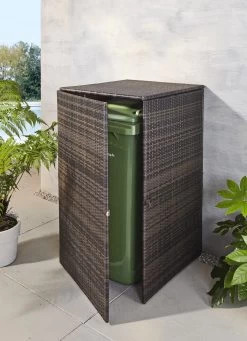 Mülltonnenschrank Aus Witterungsbeständigem Kunststoffgeflecht