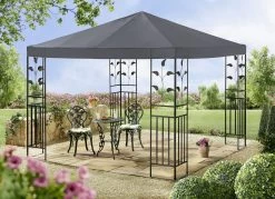 Pavillon Lukas Mit Pulverbeschichtetem Stahlgestell -Deko Garten Verkauf pavillon lukas mit pulverbeschichtetem stahlgestell farbe grau 1