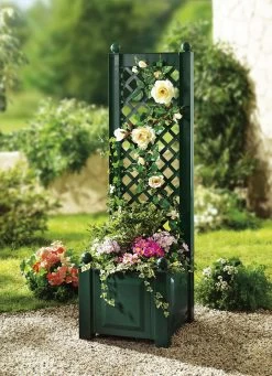 Pflanzkasten Mit Spalier Aus Robustem Kunststoff -Deko Garten Verkauf pflanzkasten mit spalier aus robustem kunststoff farbe gruen