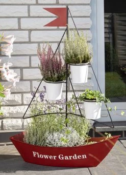Pflanzschiff Mit 3 Integrierten Blumentöpfe