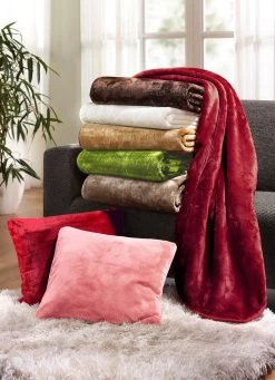 Premium Cashmere-Feeling Schlafdecken Und Kissen -Deko Garten Verkauf premium cashmere feeling schlafdecken und kissen farbe bordeaux groesse 235 1