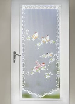 Romantische Fenster- Und Türdekoration Mit Stangendurchzug -Deko Garten Verkauf romantische fenster und tuerdekoration mit stangendurchzug farbe weiss bunt groesse 882