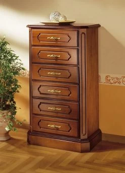 Schubladenkommode Mit Eleganten, Goldfarbenen Metallgriffen -Deko Garten Verkauf schubladenkommode mit eleganten goldfarbenen metallgriffen farbe nussbaum