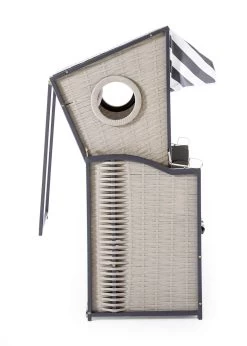 Single-Strandkorb Mit 2 Sichtfensern/Bullaugen -Deko Garten Verkauf single strandkorb mit 2 sichtfensernbullaugen farbe grau beige 2