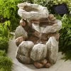 Solar-Brunnen Felsen Aus Polyresin -Deko Garten Verkauf solar brunnen felsen aus polyresin farbe grau
