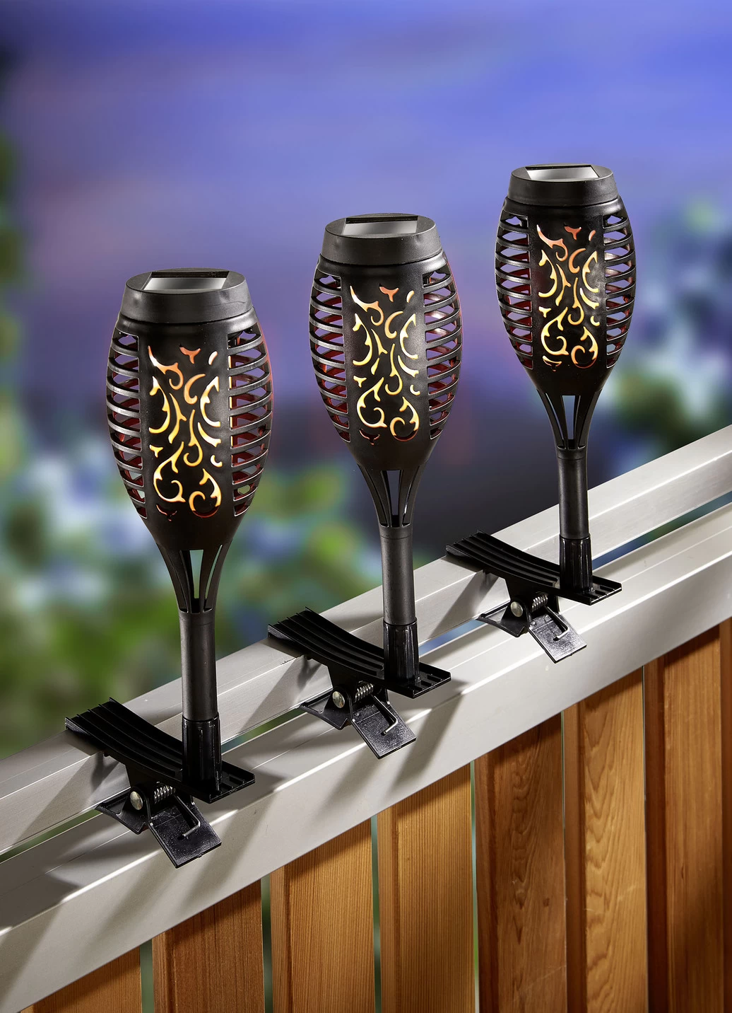 Solar-Fackel, 3er-Set, Zum Klemmen Oder Stecken 3 Solar-Fackel, 3er-Set, Zum Klemmen Oder Stecken