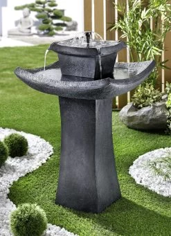 Solarbrunnen Pagode In Täuschend Echter Steinoptik -Deko Garten Verkauf solarbrunnen pagode in taeuschend echter steinoptik farbe grau 1