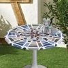 Spann-Tischdecke Mit Mosaik-Dessin -Deko Garten Verkauf spann tischdecke mit mosaik dessin farbe blau groesse 150