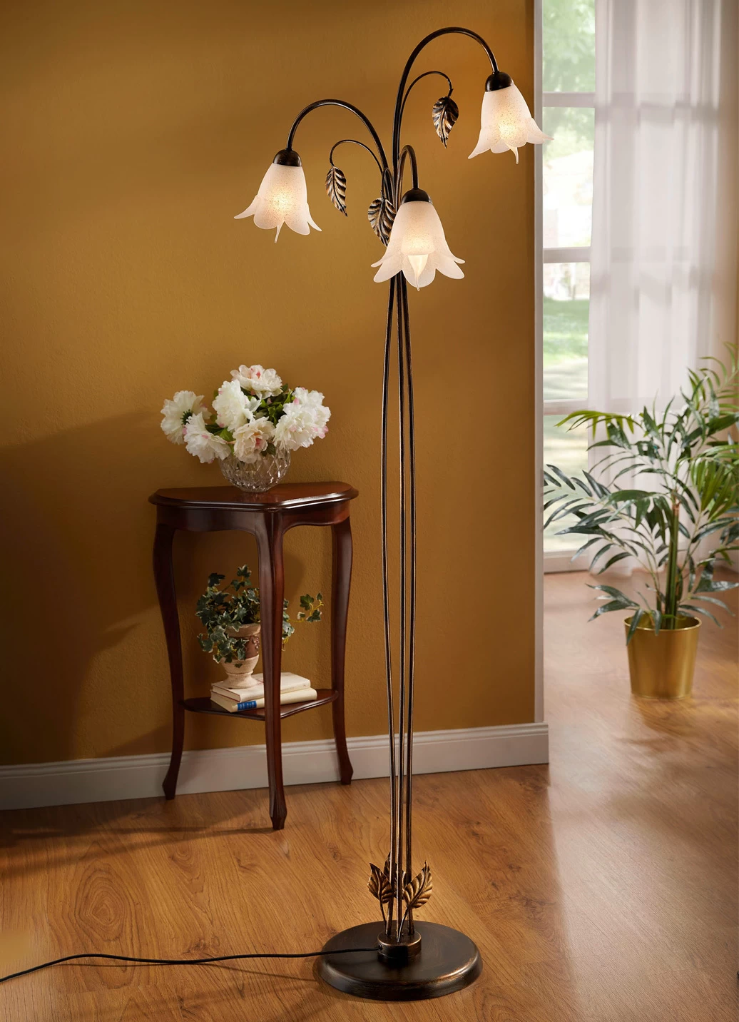 Deko Garten Verkauf -Deko Garten Verkauf stehleuchte aus metall mit dekorativem beiwerk farbe schwarz gold