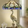 Tiffany-Tischleuchte Pfau