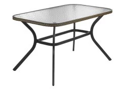 Tisch Mit Aluminium-Gestell Und Glasplatte -Deko Garten Verkauf tisch mit aluminium gestell und glasplatte farbe braun 1