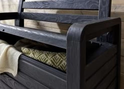 Truhenbank In Toller Holz-Optik -Deko Garten Verkauf truhenbank in toller holz optik farbe anthrazit 1