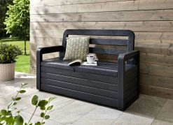 Truhenbank In Toller Holz-Optik -Deko Garten Verkauf truhenbank in toller holz optik farbe anthrazit