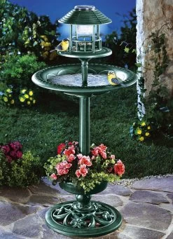 Vogelbad Mit überdachtem Futterbehälter -Deko Garten Verkauf vogelbad mit ueberdachtem futterbehaelter farbe gruen