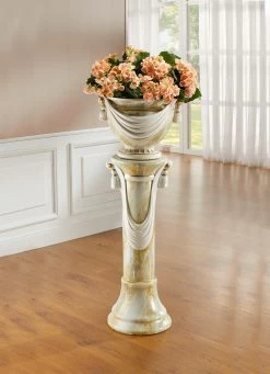 Von Hand Gefertigte Säule Mit Übertopf 5 Von Hand Gefertigte Säule Mit Übertopf -Deko Garten Verkauf von hand gefertigte saeule mit uebertopf farbe marmor grau