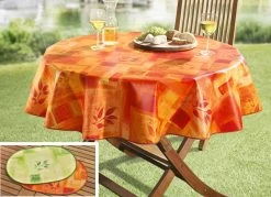 Wachstuch-Serie Mit Farblich Abgestimmtem Schrägband.