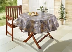 Wachstuch-Tischdecke Mit Blätter-Motiv -Deko Garten Verkauf wachstuch tischdecke mit blaetter motiv farbe grau groesse 155 1