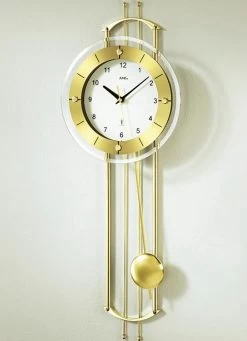 Wanduhr Mit Funkuhrwerk Und Metallpendel -Deko Garten Verkauf wanduhr mit funkuhrwerk und metallpendel farbe gold